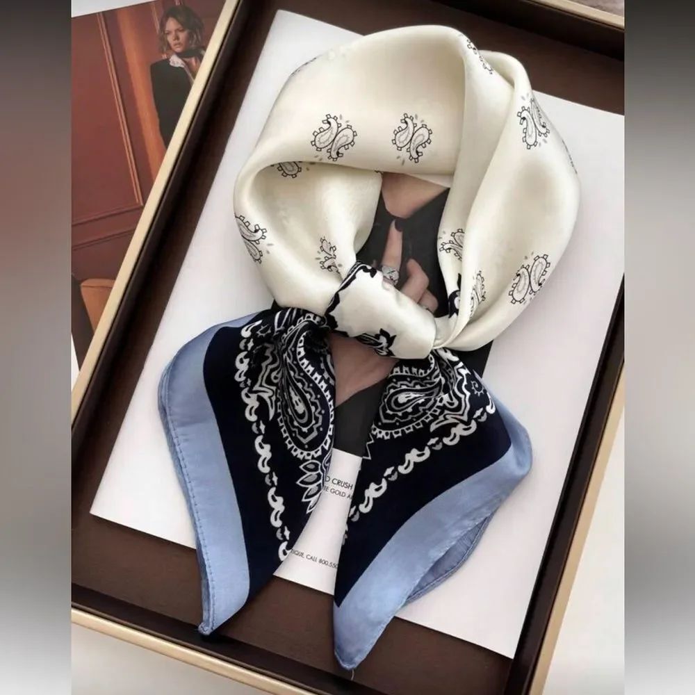 Elegant Cream and Blue Scarf S4